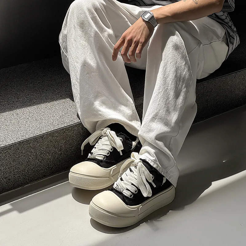 MUYI Breathable Height Increase Low Top Casual Shoes Unisex Black-5