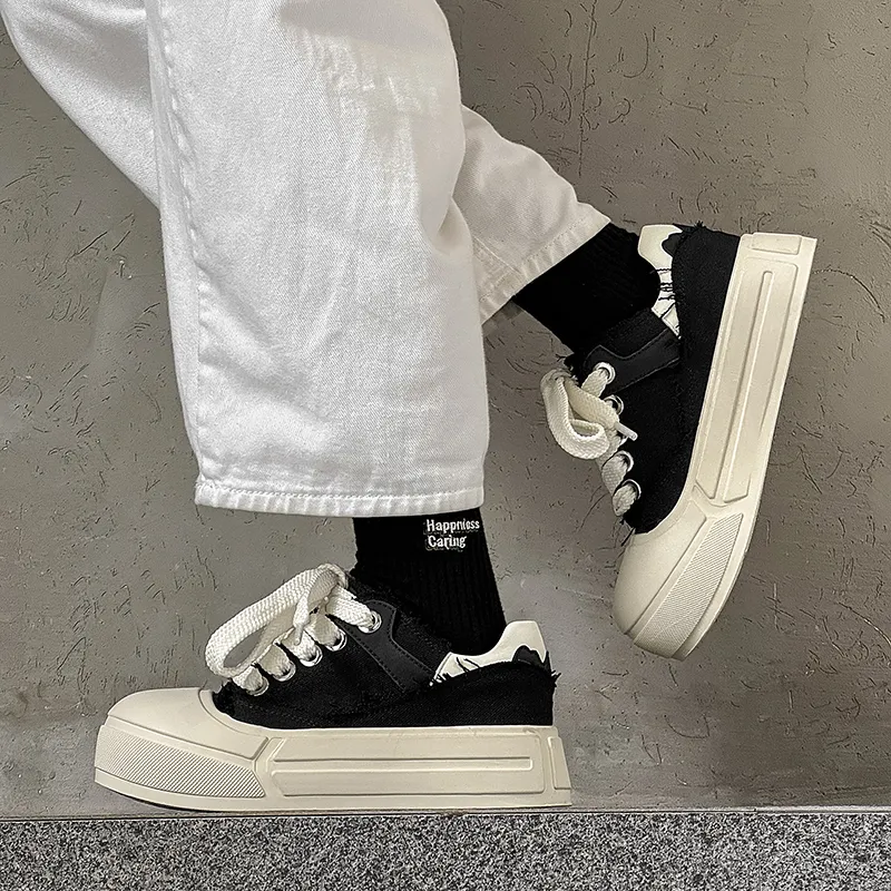 MUYI Breathable Height Increase Low Top Casual Shoes Unisex Black-6