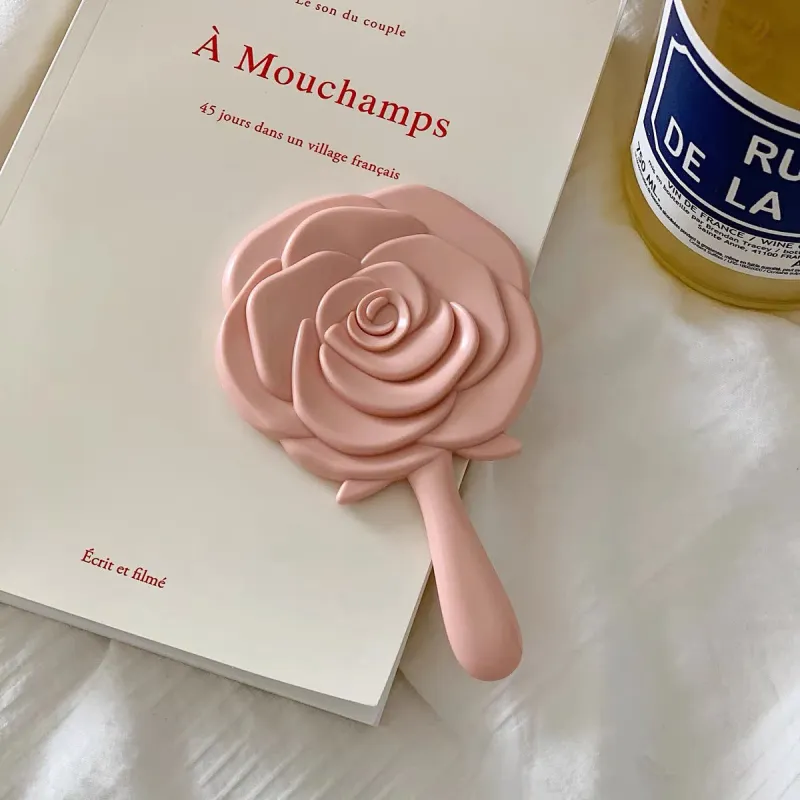A Few More Cute Instagram Style Handheld Pink Rose Hand Mirror Portable Mini Mirror Make up Tools-6