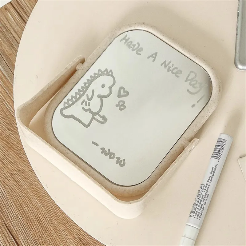 A Few More Cute Portable Straw Makeup Mirror In 'Ins' Minimalist Style Desktop Stand Up Double Sided Mirror Beauty Tool-3
