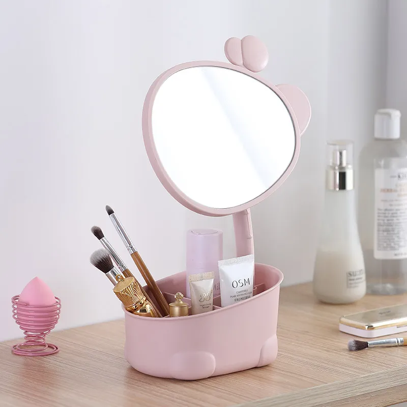 A Few More Cute Storage Compartment Rotatable Household Dormitory Portable Rotatable Make Up Mirrors-2