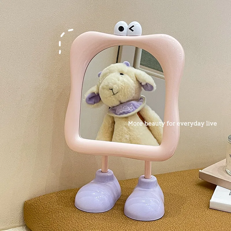 A Few More Cute Cute Cartoon Large Feet Desktop Portable Cartoon Eyes Make Up Mirrors Touch Up-9