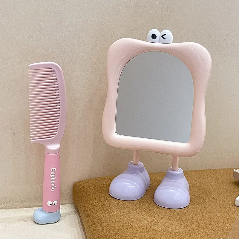 A Few More Cute Cute Cartoon Large Feet Desktop Portable Cartoon Eyes Make Up Mirrors Touch Up-11
