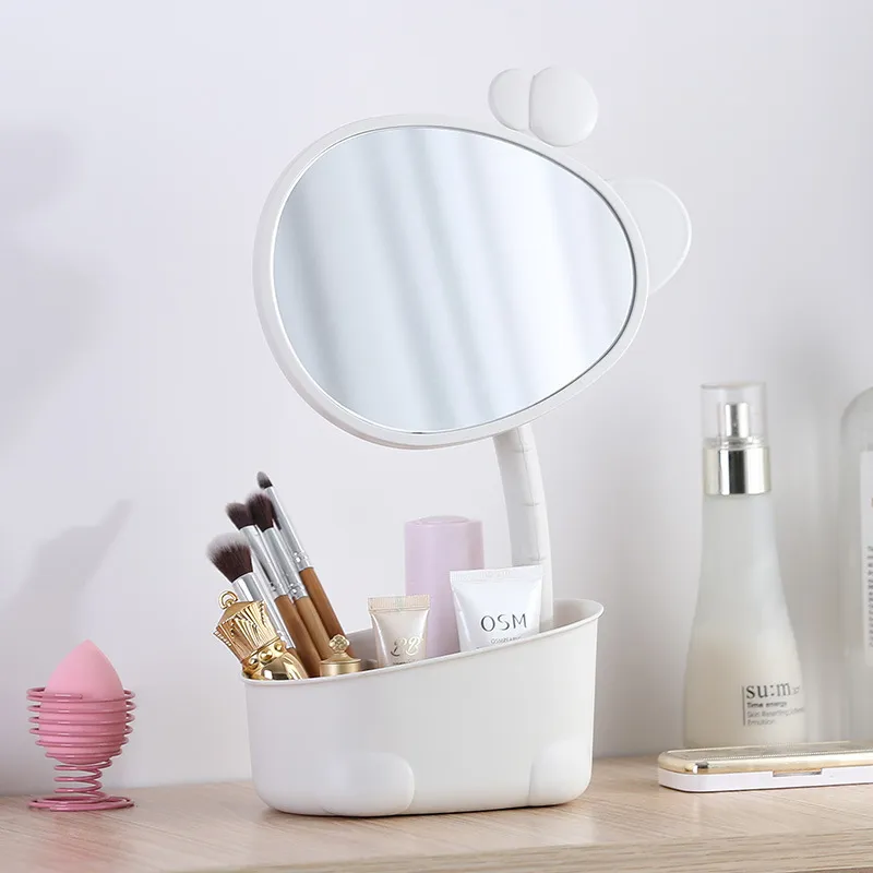 A Few More Cute Storage Compartment Rotatable Household Dormitory Portable Rotatable Make Up Mirrors-5