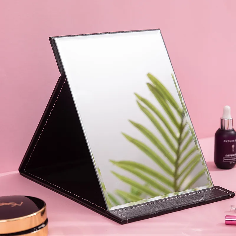 A Few More Cute Foldable Portable High Definition PU Leather Table Large Size Make Up Mirrors Travel Business Unisex-10
