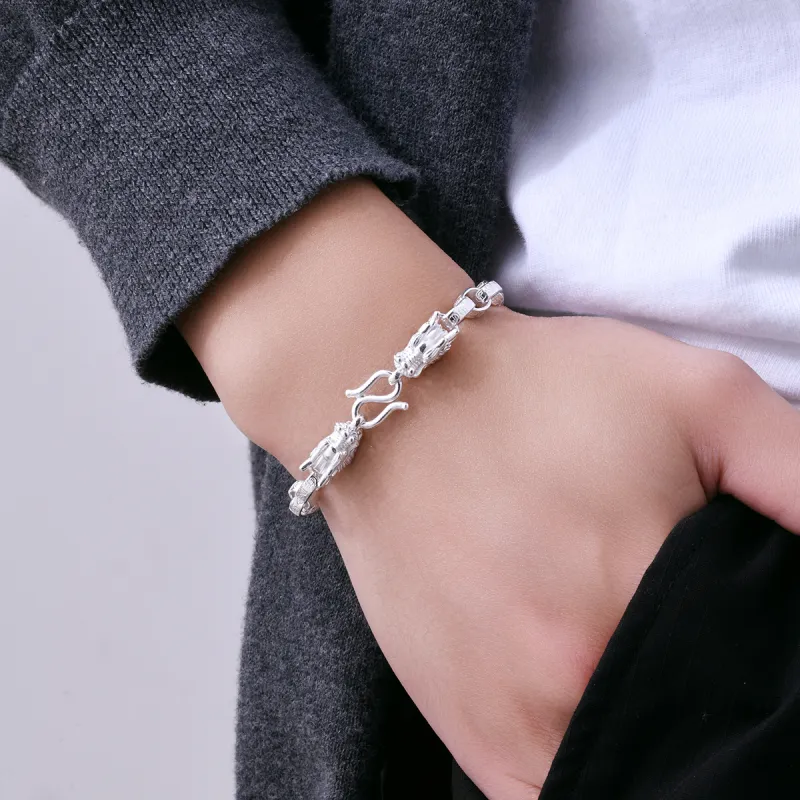 LIANDUO S 990 Silver Pure Silver Bracelets Men's-4