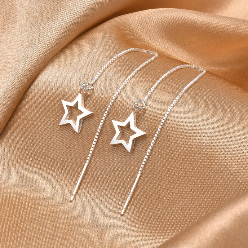 LIANDUO S 990 Silver Drop Earrings Women's-3