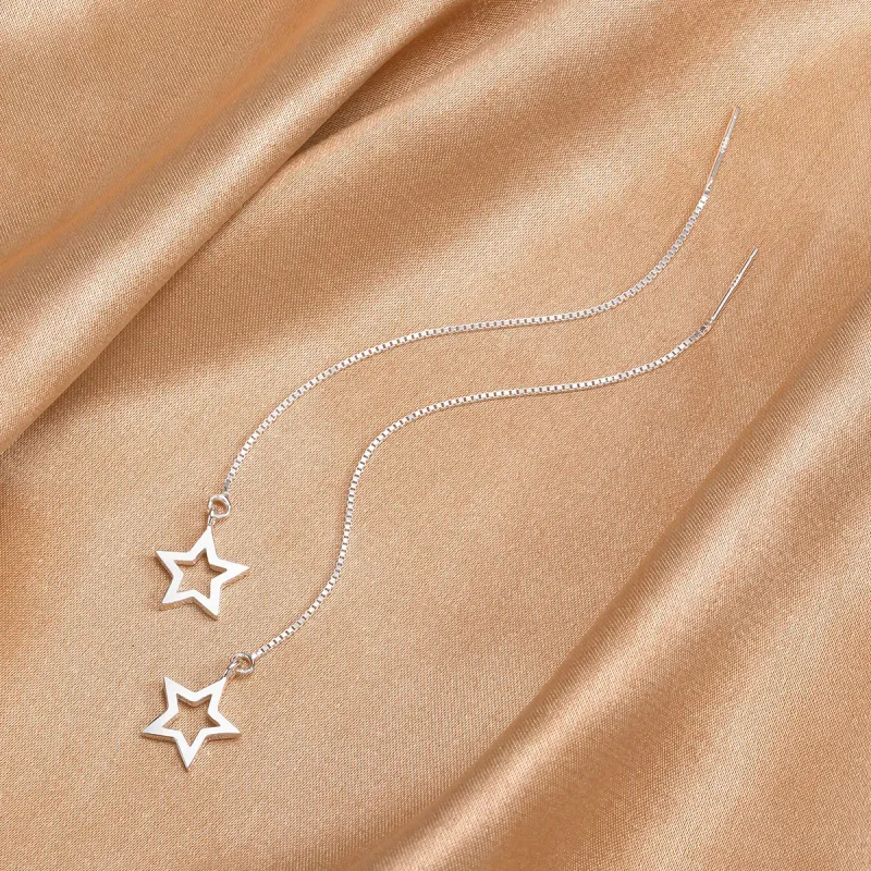 LIANDUO S 990 Silver Drop Earrings Women's-5