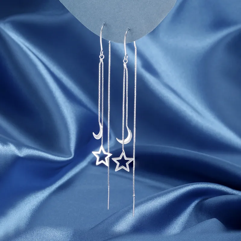 LIANDUO S925 Silver Drop Earrings Women's-3