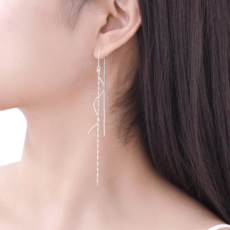 LIANDUO S990 Fine Silver Drop Earrings Women's-4