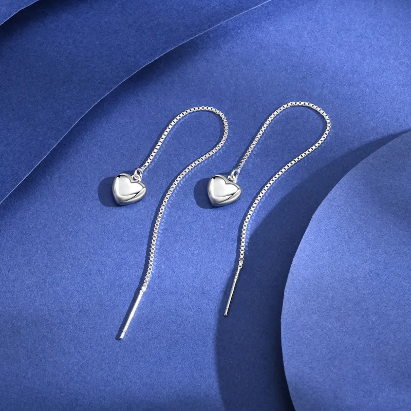 LIANDUO S 990 Silver Drop Earrings Women's-2