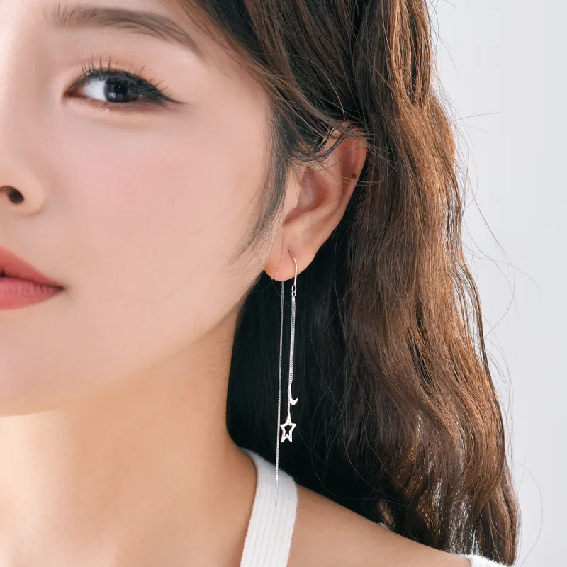 LIANDUO S925 Silver Drop Earrings Women's-4