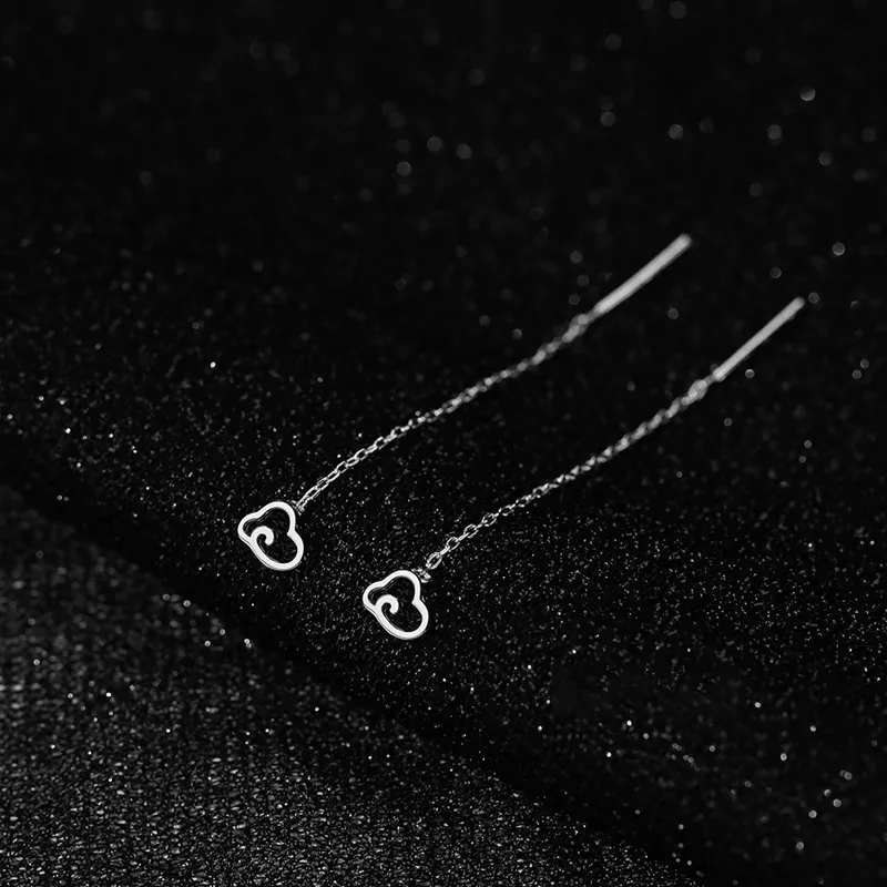 LIANDUO S999 Fine Silver Drop Earrings Women's Good Luck-4
