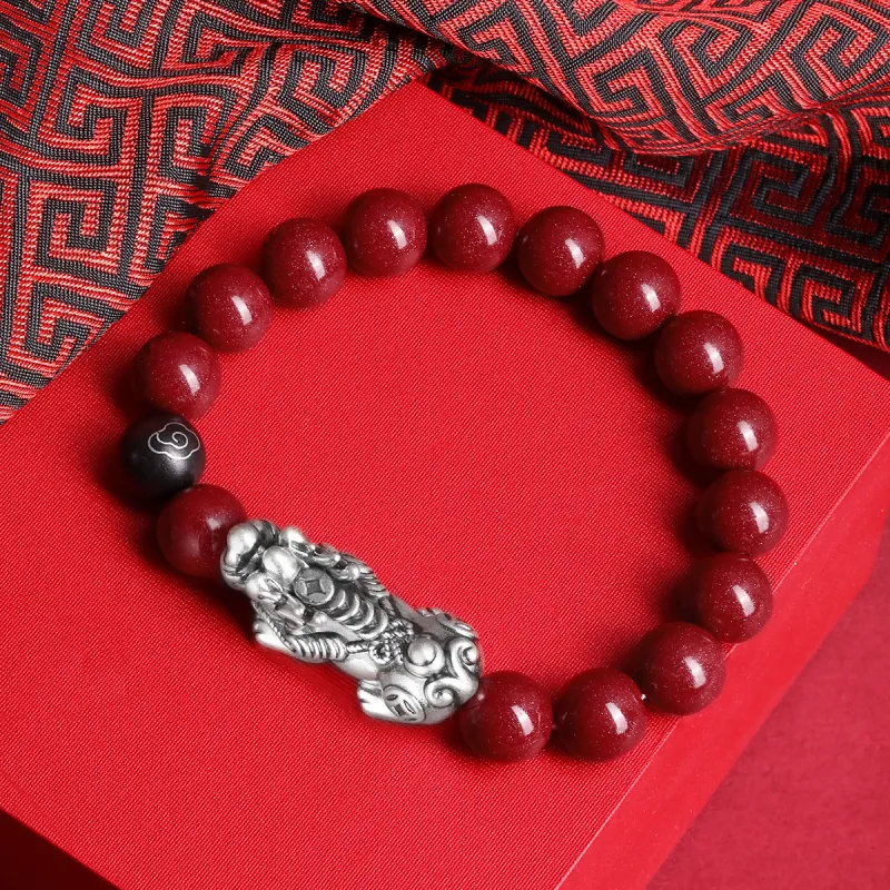 LIANDUO Reconstructed Cinnabar Bracelets Men's-2