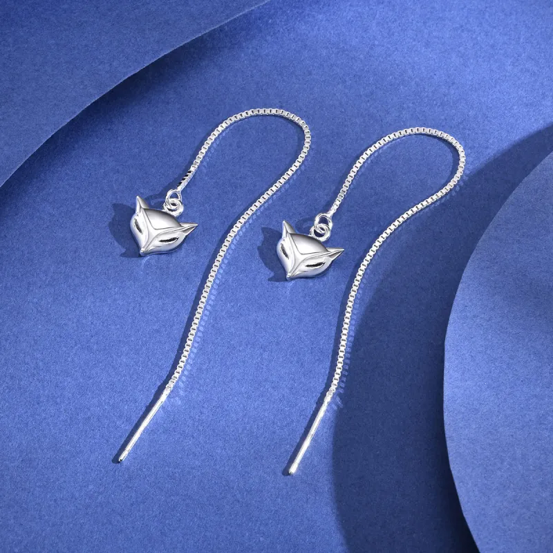 LIANDUO S 990 Silver Drop Earrings Women's-5