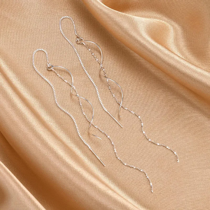 LIANDUO S990 Fine Silver Drop Earrings Women's-3