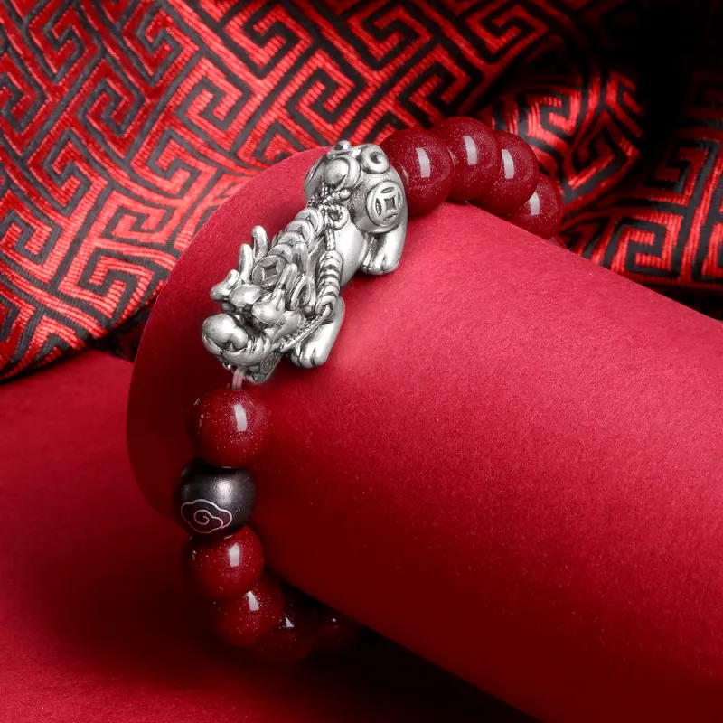 LIANDUO Reconstructed Cinnabar Bracelets Men's-3
