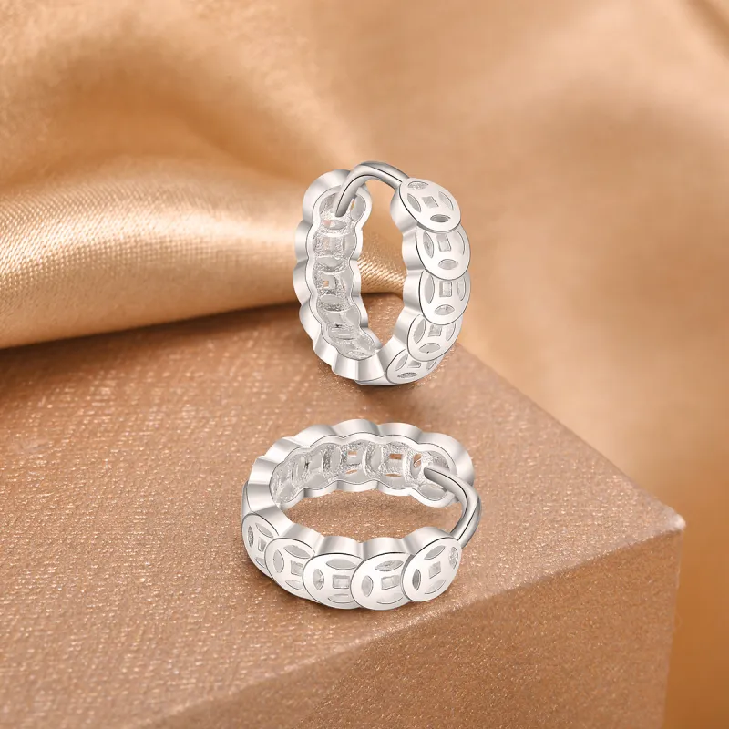 LIANDUO 990 Fine Silver Earrings Unisex-4
