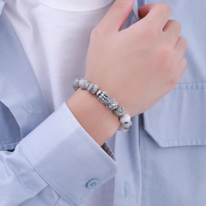 LIANDUO Map Stone Bracelets Men's-4