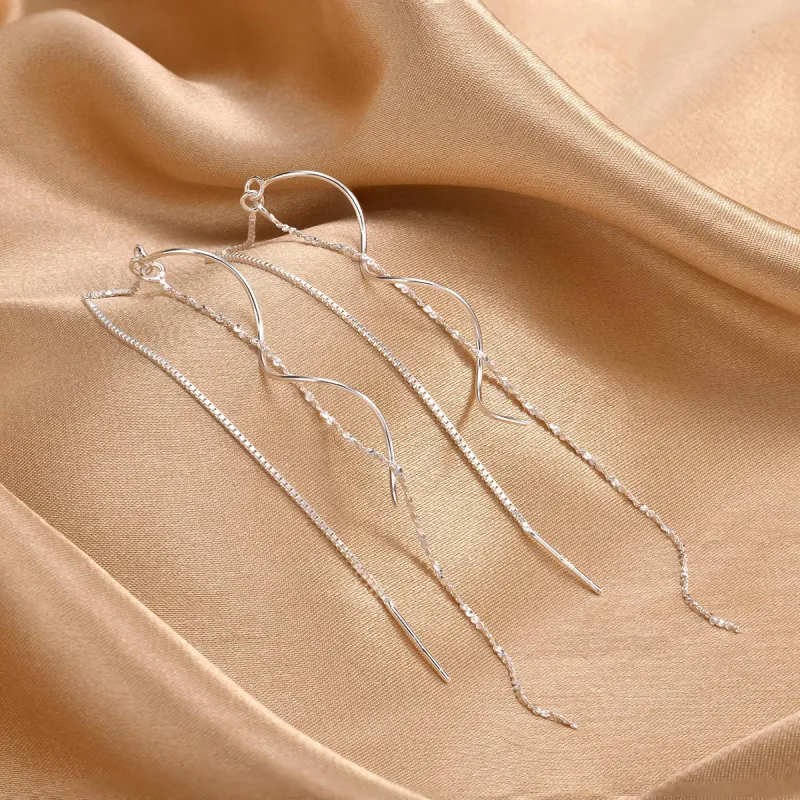 LIANDUO S990 Fine Silver Drop Earrings Women's-2