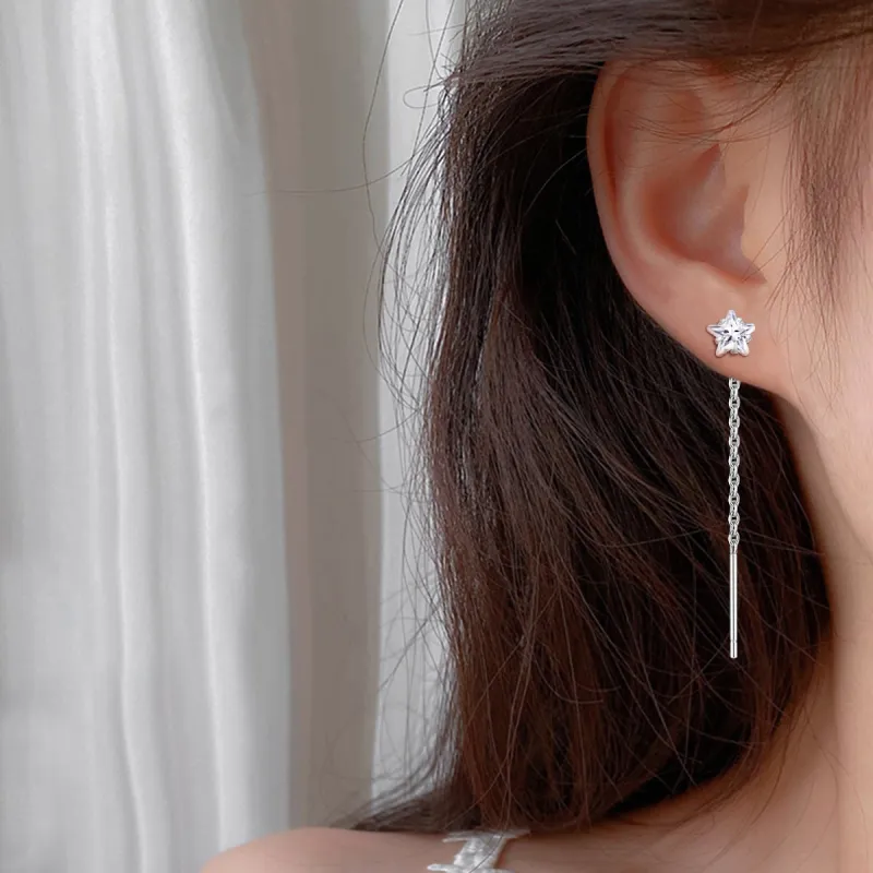 LIANDUO 925 Sterling Silver Drop Earrings Women's-3