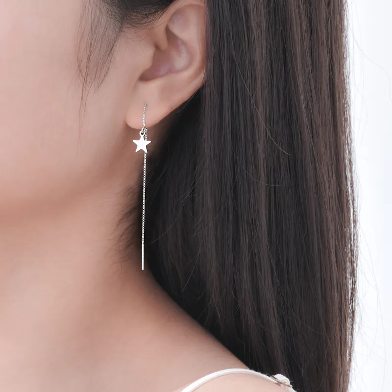 LIANDUO S990 Fine Silver Drop Earrings Women's-4