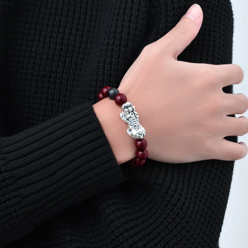 LIANDUO Reconstructed Cinnabar Bracelets Men's-6