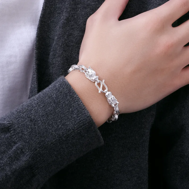 LIANDUO S 990 Silver Pure Silver Bracelets Men's-5