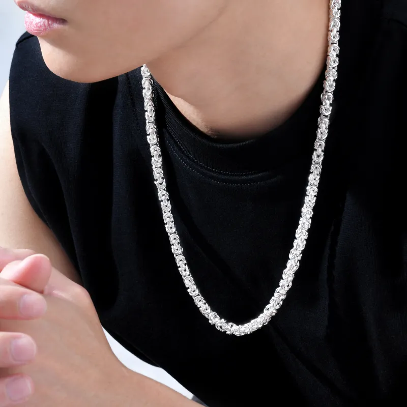 LIANDUO S990 Sterling Silver Necklaces Unisex-2