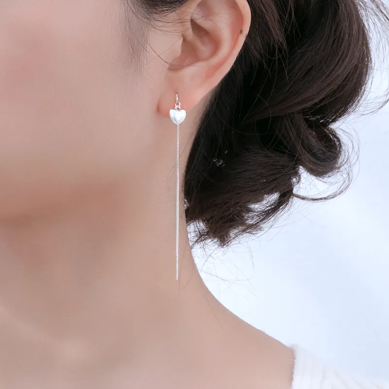 LIANDUO S 990 Silver Drop Earrings Women's-5