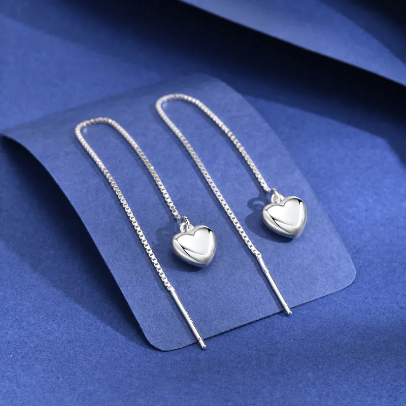 LIANDUO S 990 Silver Drop Earrings Women's-3