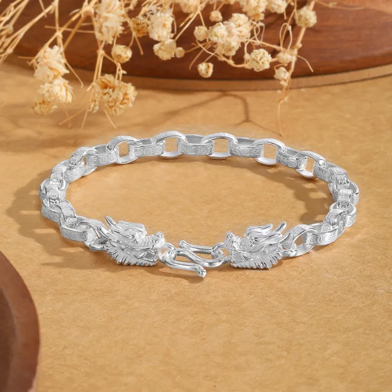 LIANDUO S 990 Silver Pure Silver Bracelets Men's-1
