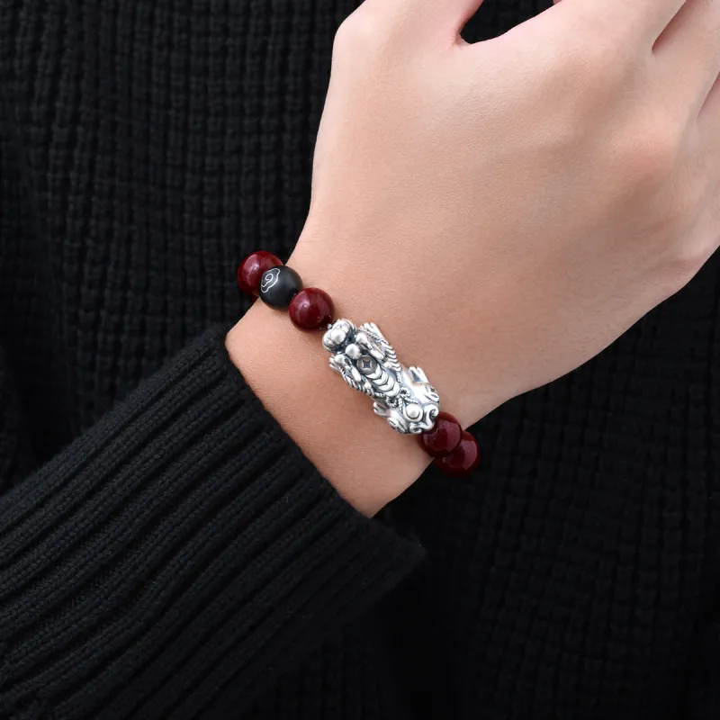 LIANDUO Reconstructed Cinnabar Bracelets Men's-5