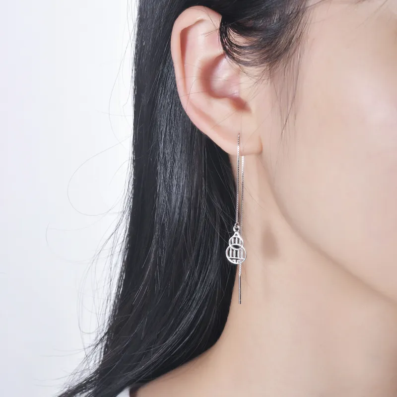 LIANDUO 925 Sterling Silver Drop Earrings Women's Silver Good Luck-4