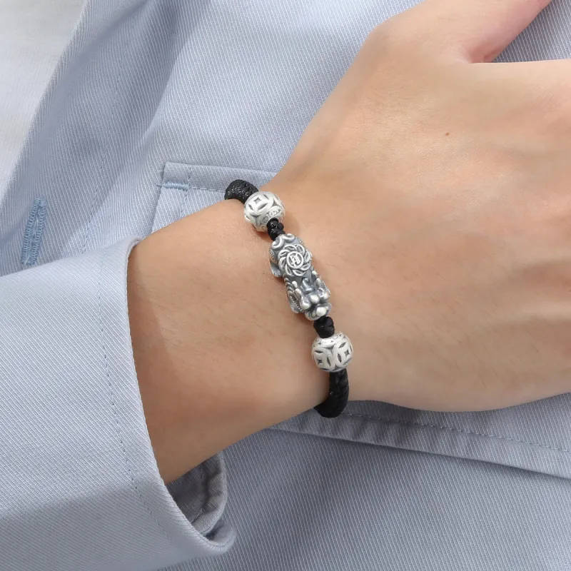 LIANDUO S999 Fine Silver Bracelets Men's-4