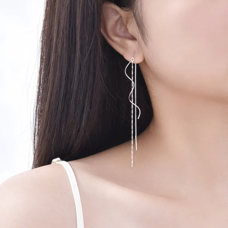 LIANDUO S990 Fine Silver Drop Earrings Women's-5