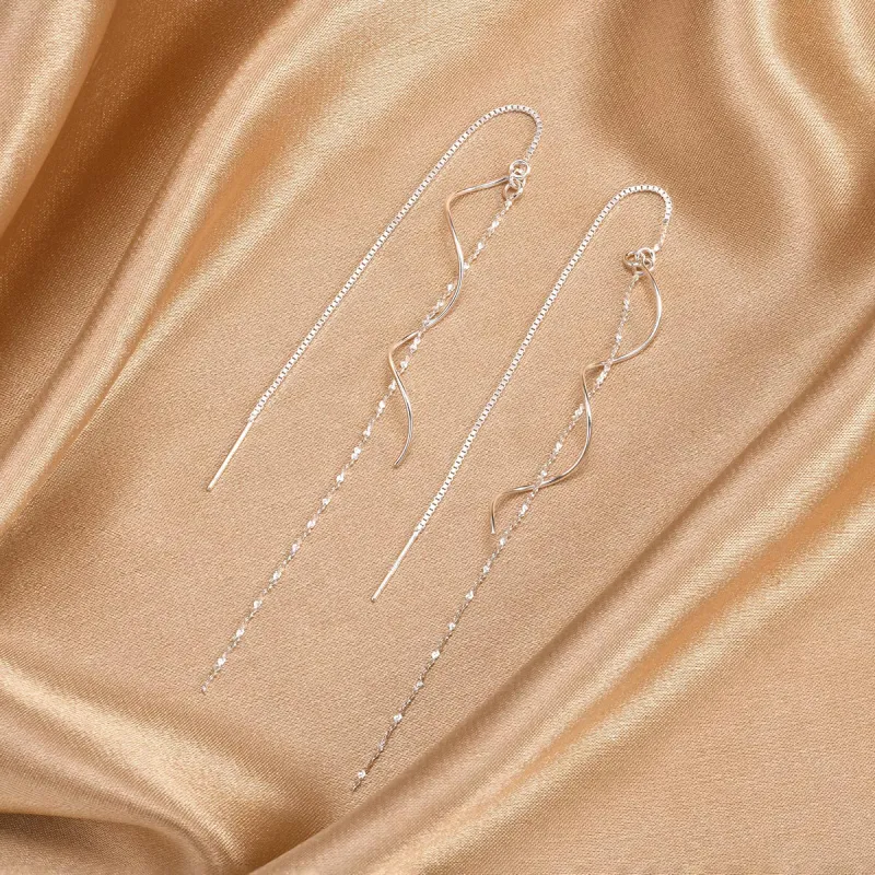 LIANDUO S990 Fine Silver Drop Earrings Women's-1