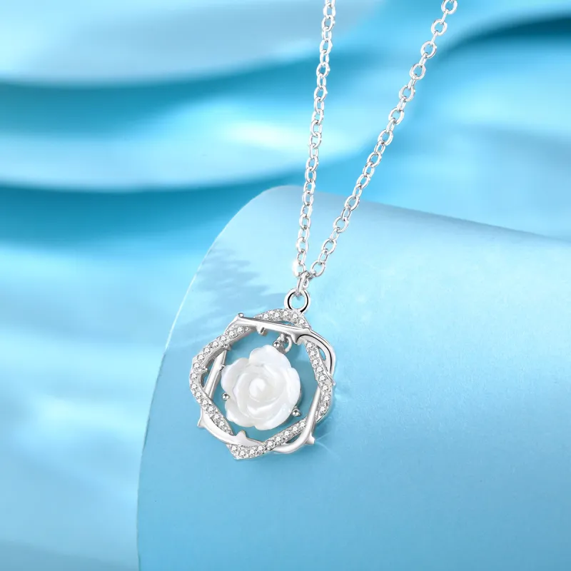 LIANDUO Shell Necklaces Women's Silver Good Luck-1