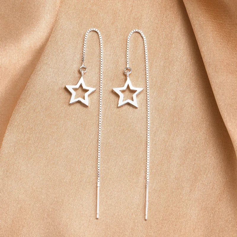 LIANDUO S 990 Silver Drop Earrings Women's-4