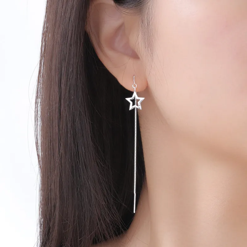 LIANDUO S 990 Silver Drop Earrings Women's-1