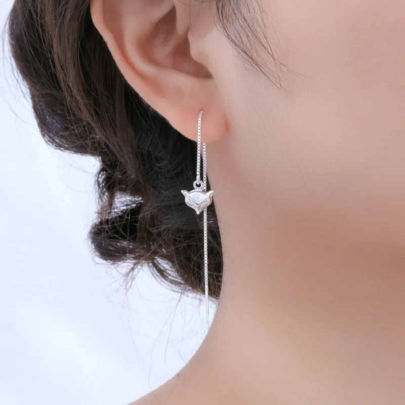 LIANDUO S 990 Silver Drop Earrings Women's-1