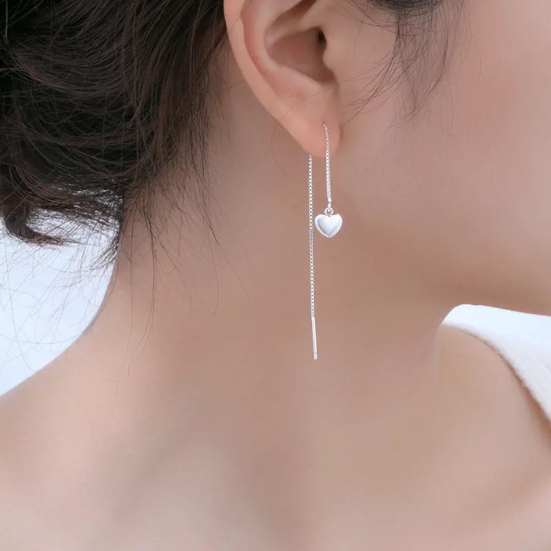 LIANDUO S 990 Silver Drop Earrings Women's-4