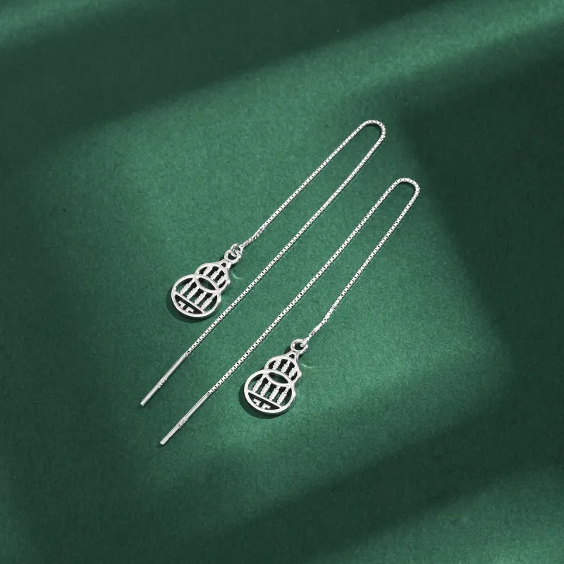LIANDUO 925 Sterling Silver Drop Earrings Women's Silver Good Luck-1