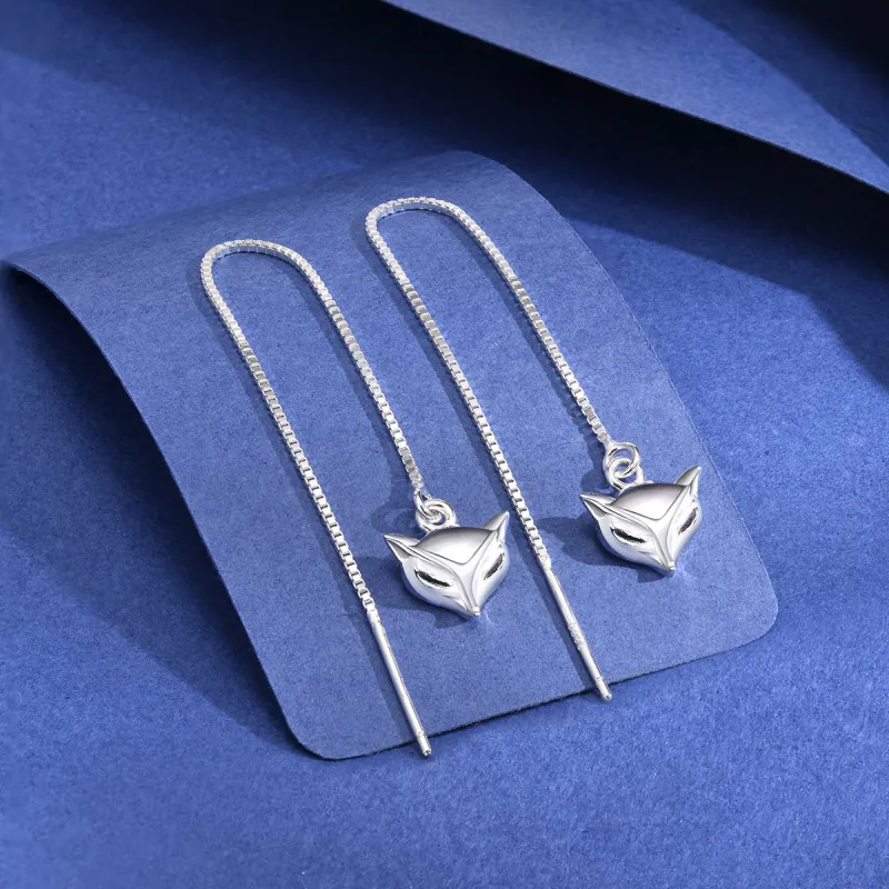 LIANDUO S 990 Silver Drop Earrings Women's-4