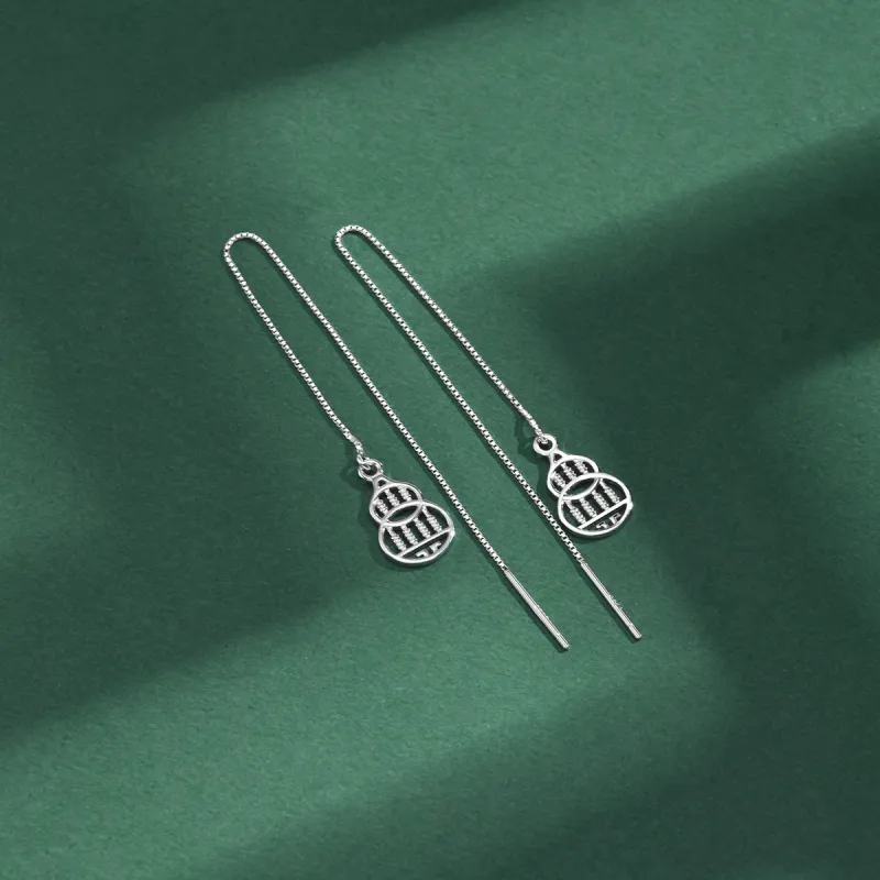 LIANDUO 925 Sterling Silver Drop Earrings Women's Silver Good Luck-3