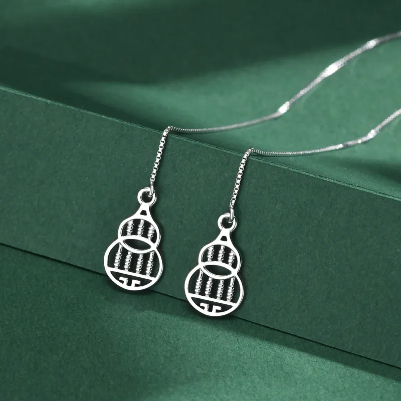 LIANDUO 925 Sterling Silver Drop Earrings Women's Silver Good Luck-2