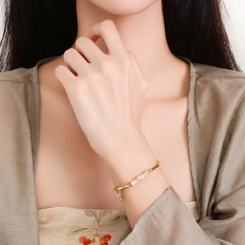 CHOW TAI SENG Bracelets Pale Greenish White Jade Women's-5