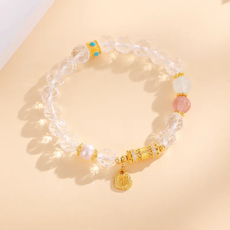 CHOW TAI SENG S925 Silver Pearl Agate, Crystal Bracelets Women's-3