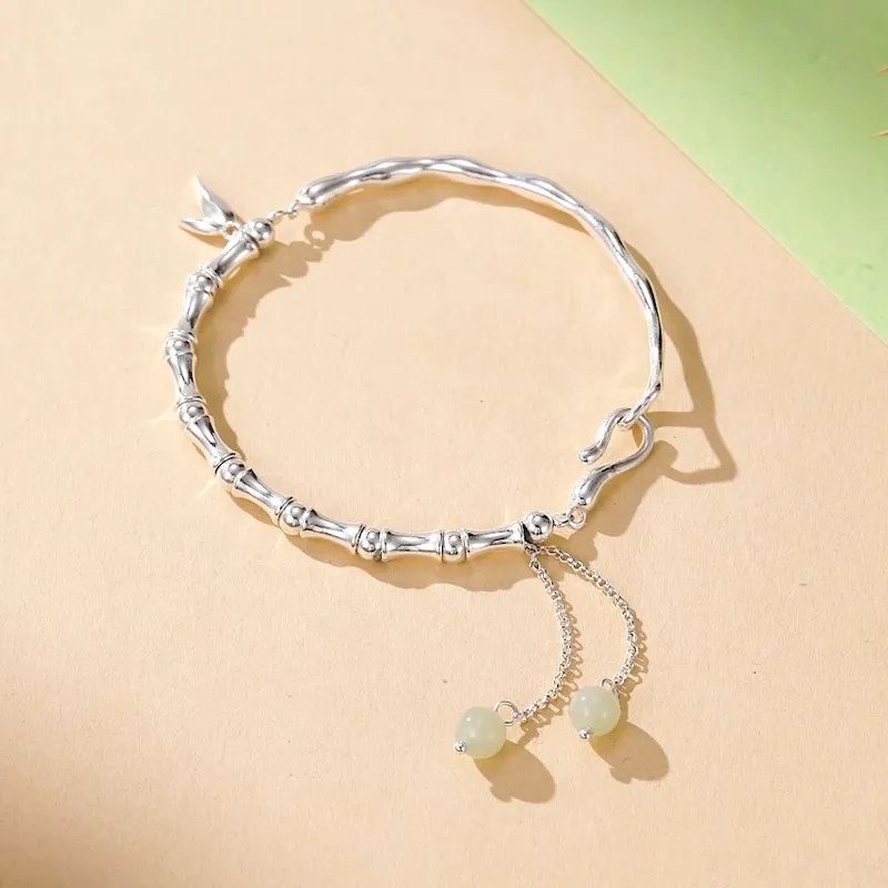 CHOW TAI SENG S925 Silver Bracelets Women's Green Jade-3