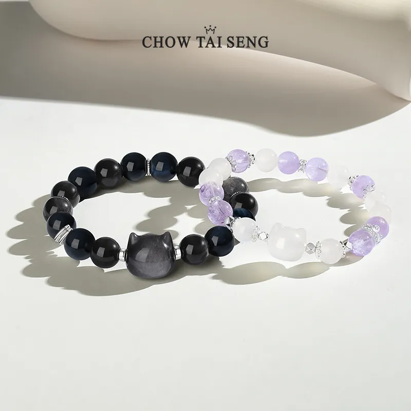 CHOW TAI SENG Campus Love Series Chalcedony Bracelets Unisex-5